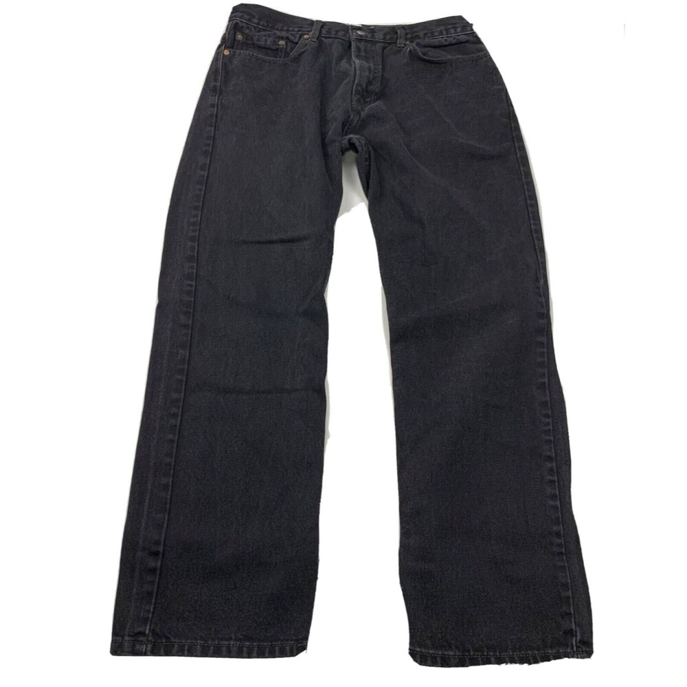 Levi Strauss Jeans 505 Mens Black 38 x 32 Denim Regular Fit Red Tab Straight Leg